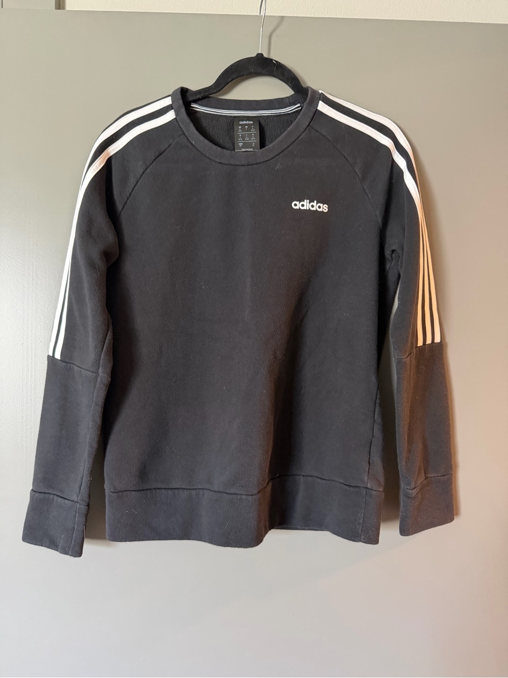 Adidas Black Crewneck with White Stripes
